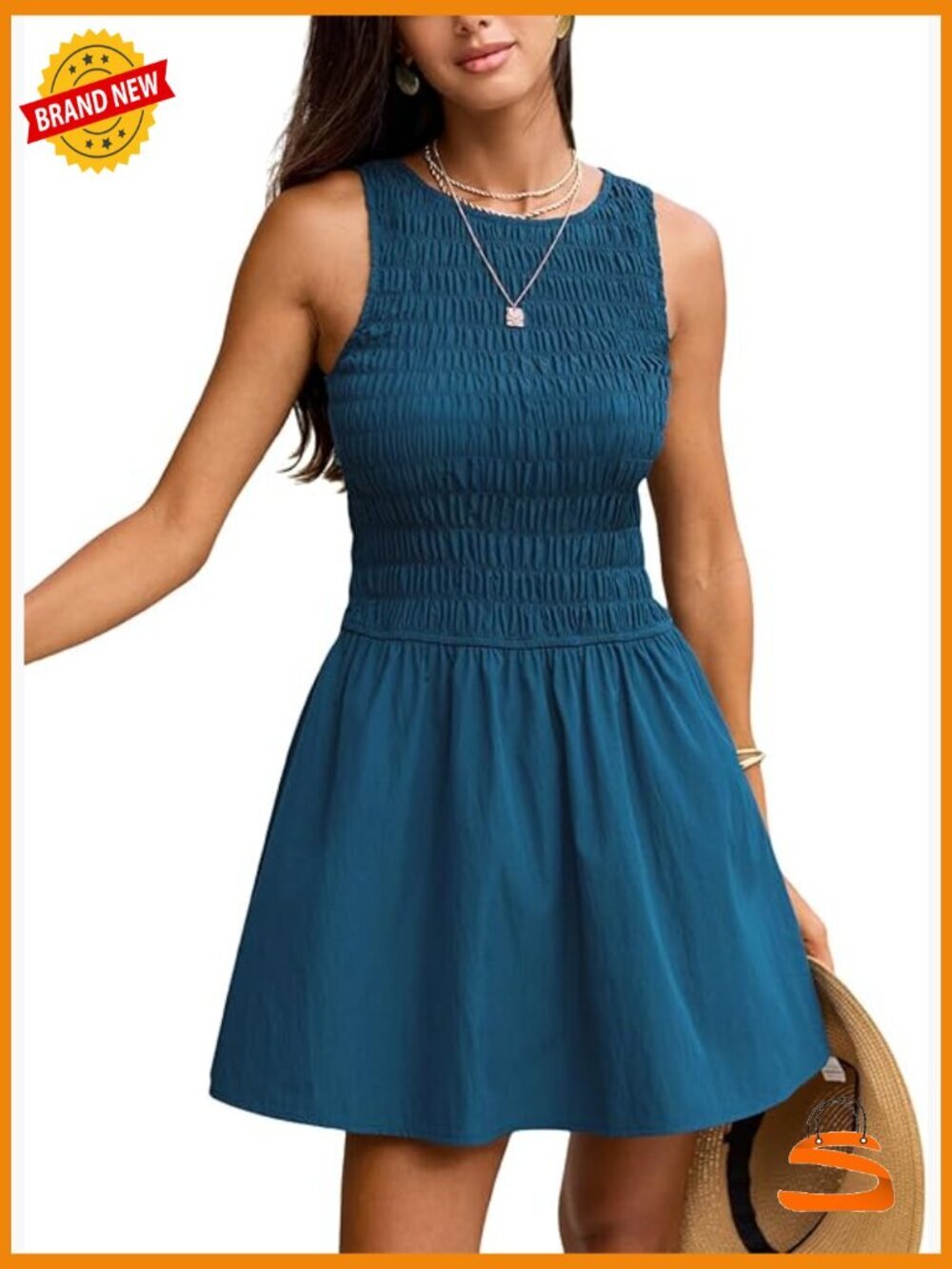 Sleeveless Smocked Mini Sundress Ruffle A-Line Tank Dress Night Out Summer